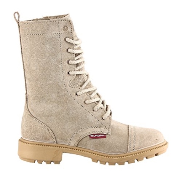 Burgan Women's NWT Tan Suede Lace-Up Combat Boots Sz 38 - Picture 1 of 9